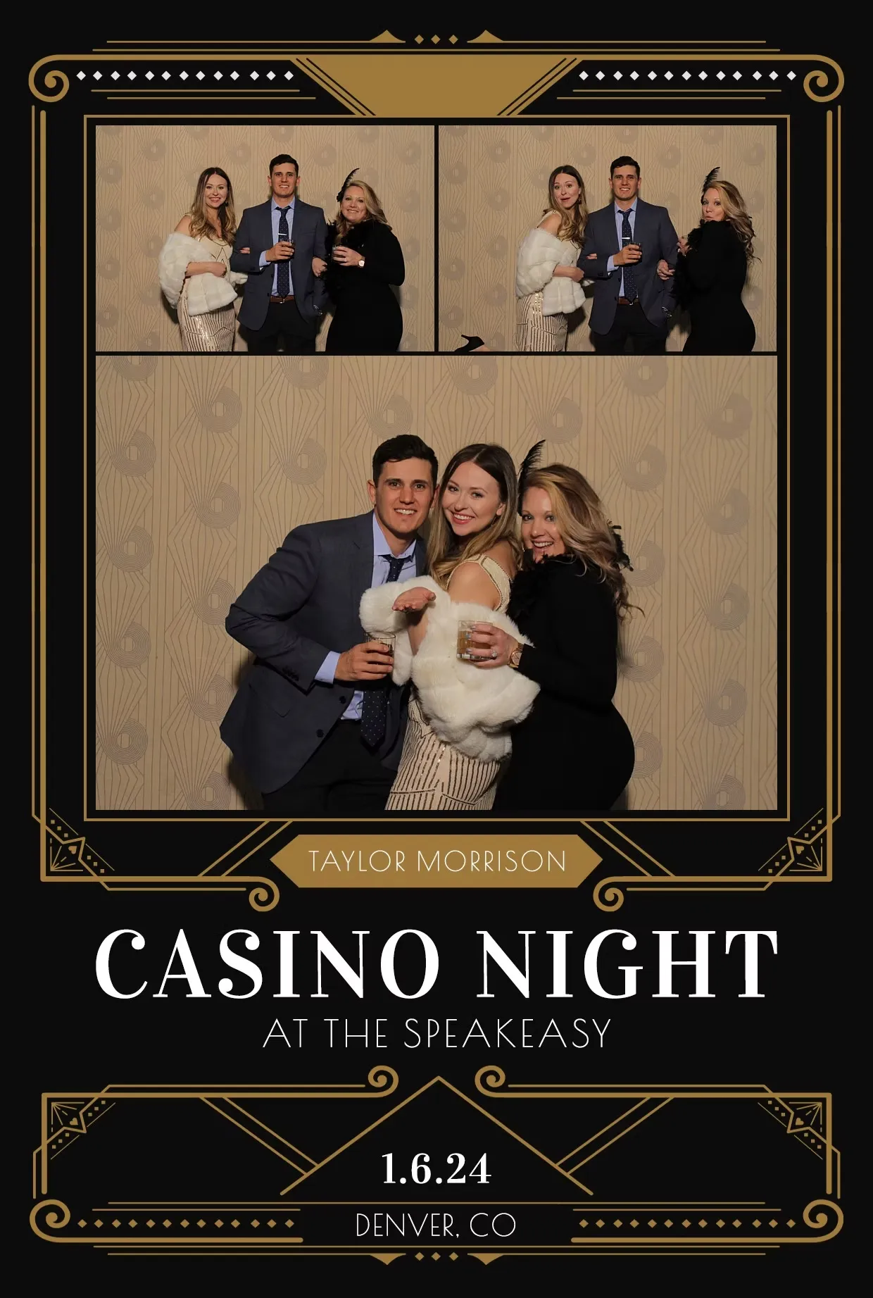 Casino party guests playing poker at Denver casino rental event