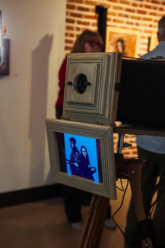 Festival crowd dancing under stage lights green screen photo