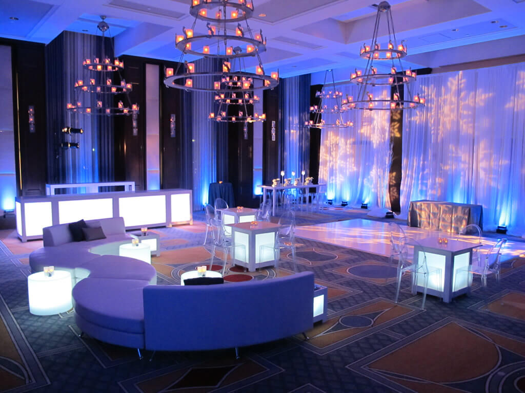 Holiday AV services including lighting, audio, and custom displays