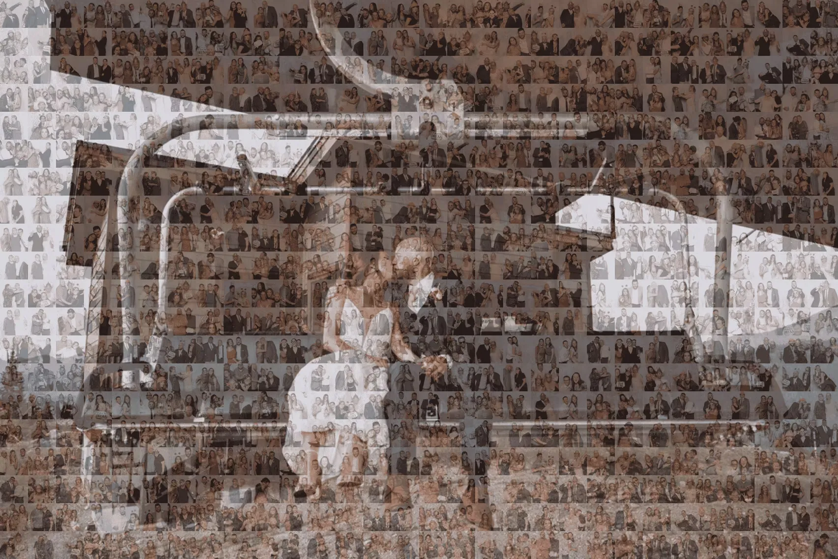 Mosaic wedding photo booth creating collaborative art