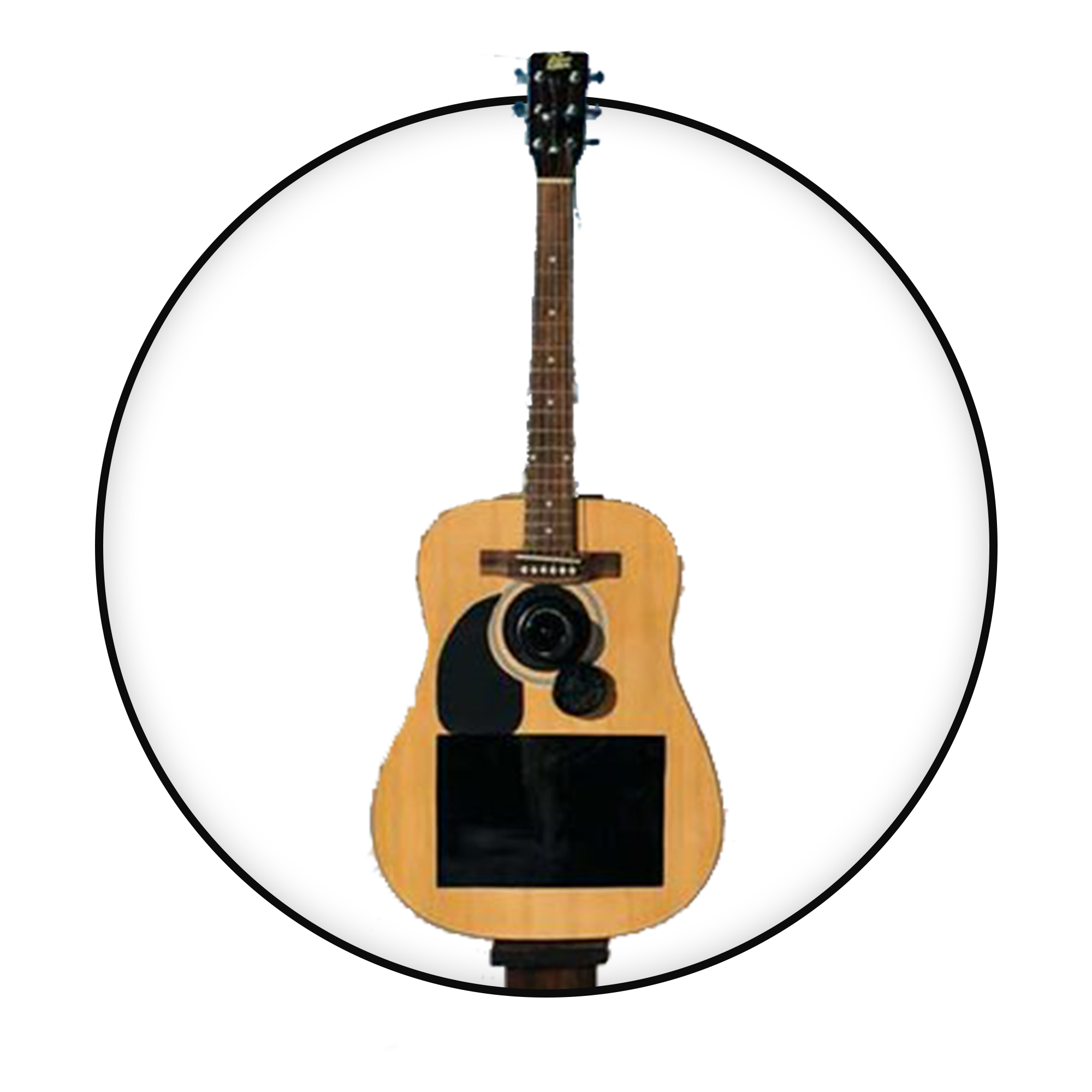 Guitar-themed photo booth for music lover weddings